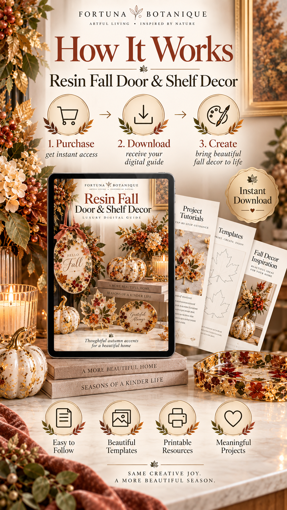 Resin Fall Door & Shelf Decor Tutorial | Botanical Epoxy Resin Guide