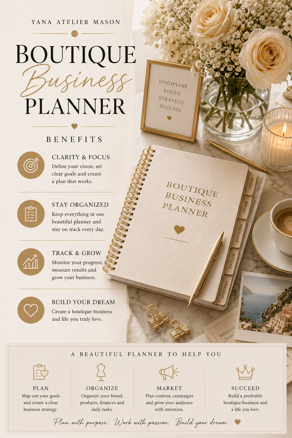 Boutique Business Planner | Luxury Small Business Planner & Entrepreneur Workbook | Instant PDF Download