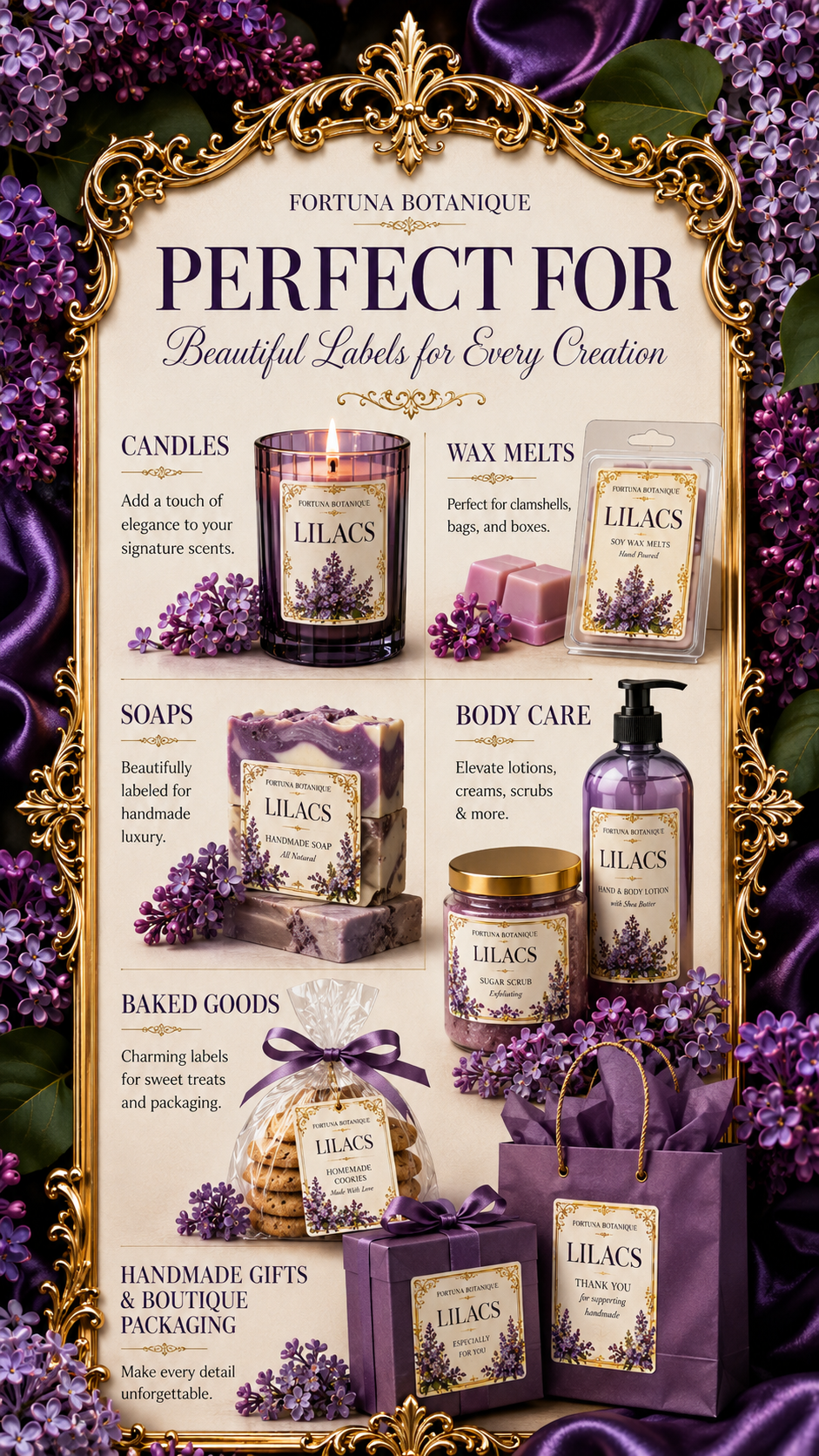 Lilac Printable Fill-In Labels | 50 Small Business Product & Packaging Labels