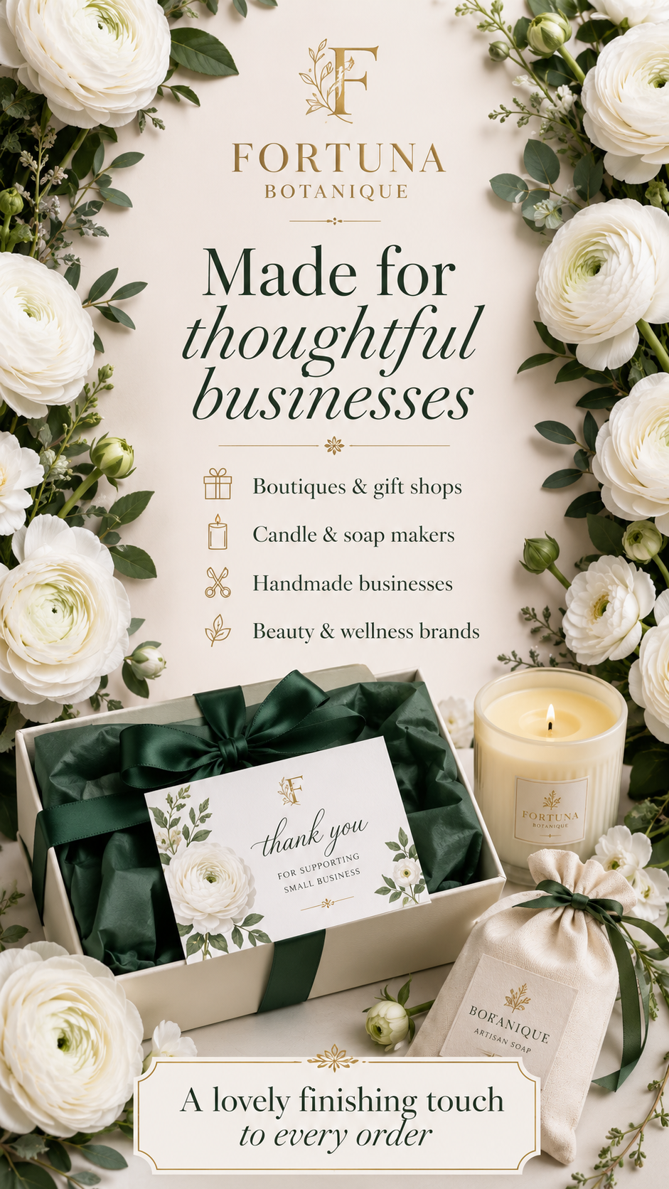 Luxury Ranunculus Printable Thank You Cards | 50 Small Business Cards
