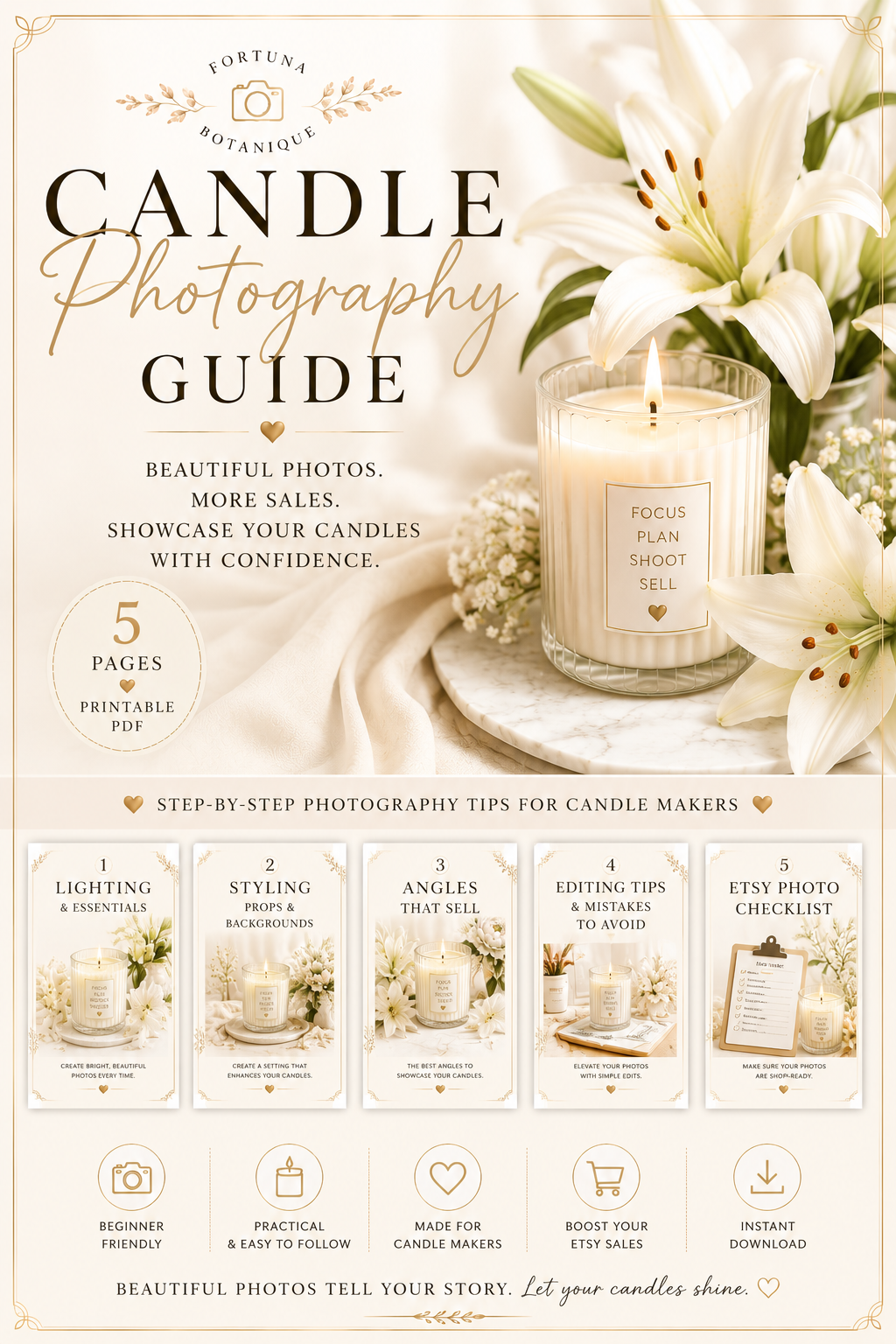 Luxury Candle Product Photography Guide | Styling, Lighting & Branding Tips | Instant PDF Download