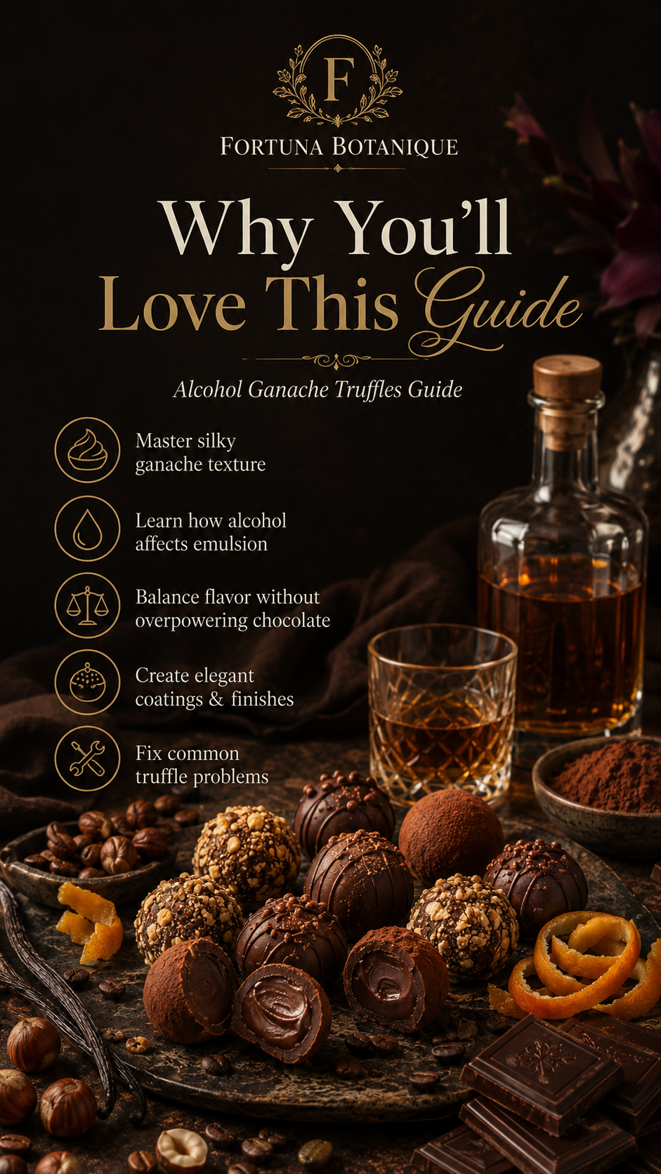Alcohol Ganache Truffles Guide | Boozy Chocolate Truffles, Flavor Pairing, Texture & Artisan Techniques PDF