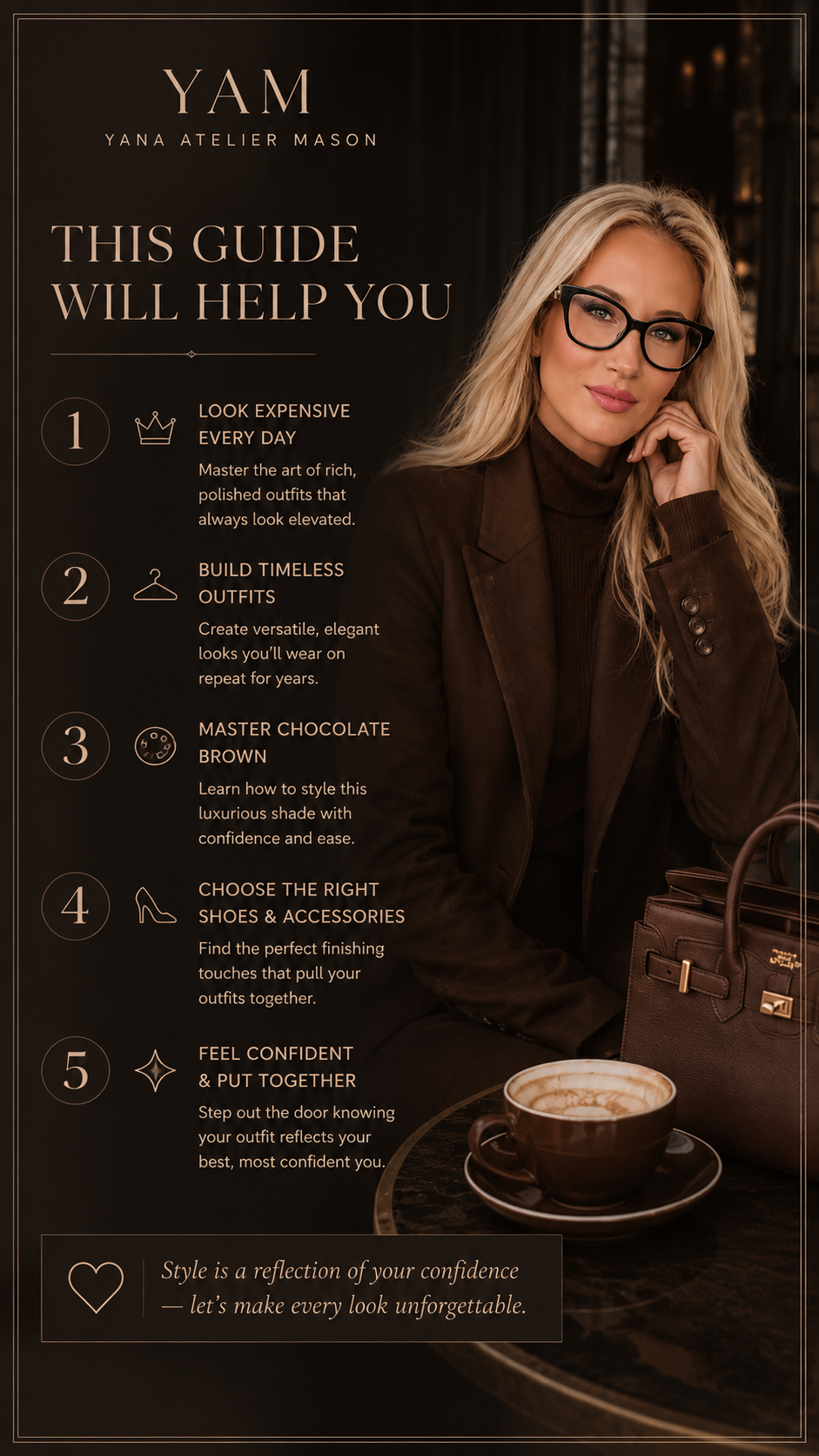 How to Style Chocolate Brown | Luxury Women’s Fashion Style Guide | Elegant Outfit Ideas & Color Pairing PDF