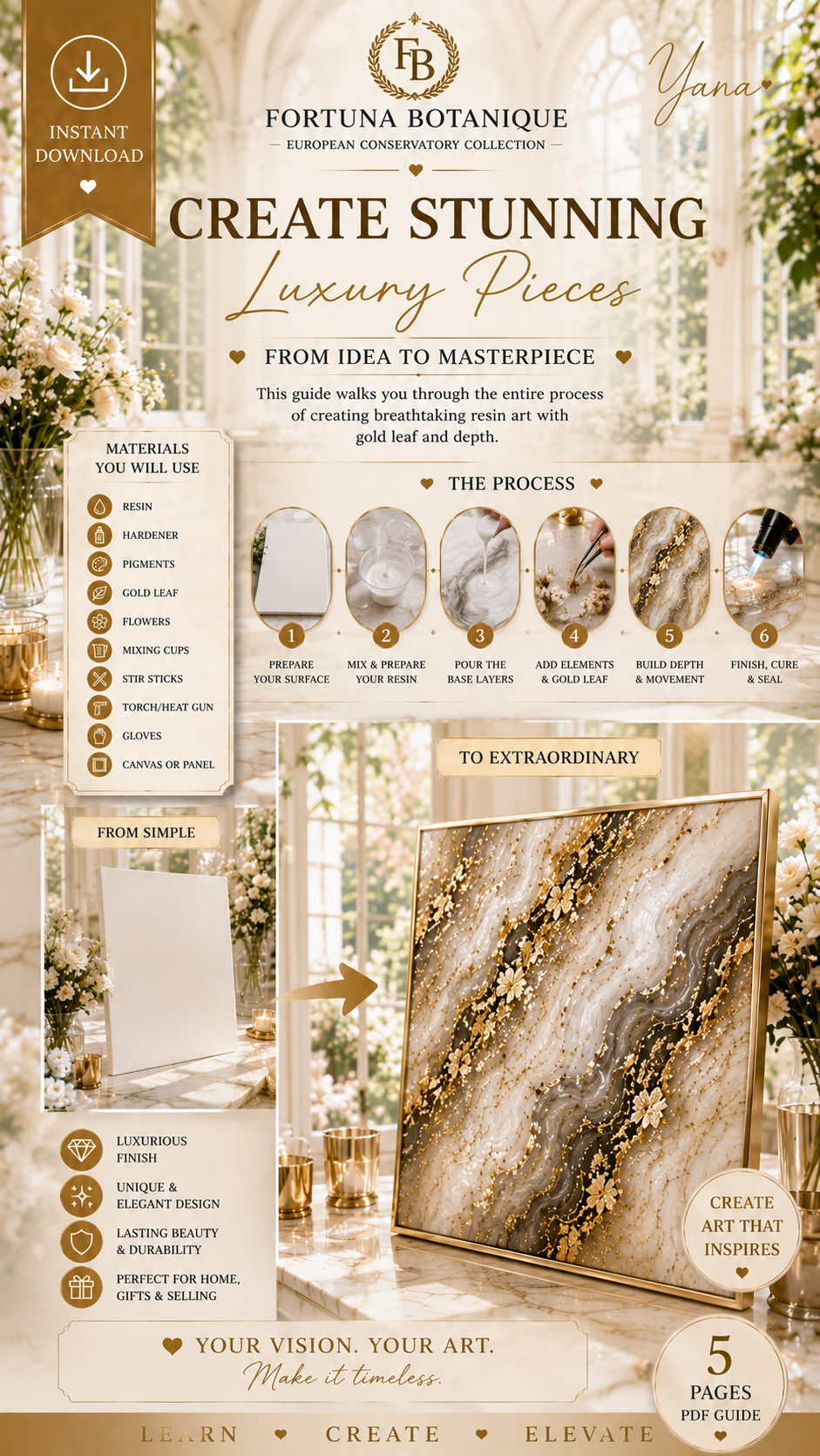 Resin Art with Gold Leaf Step-by-Step Tutorial | Luxury Epoxy Resin Guide