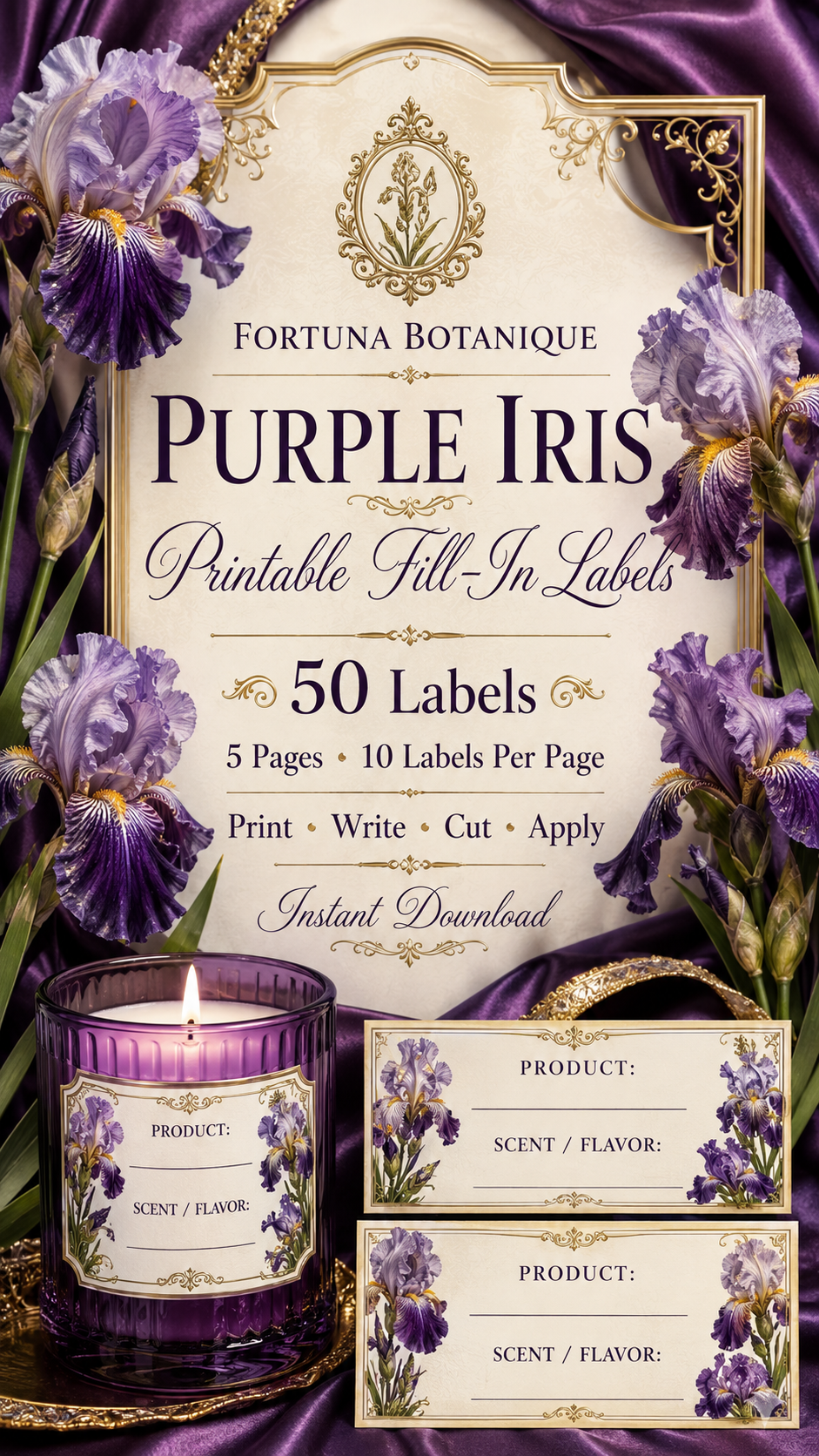 Iris Printable Fill-In Labels | 50 Small Business Product & Packaging Labels