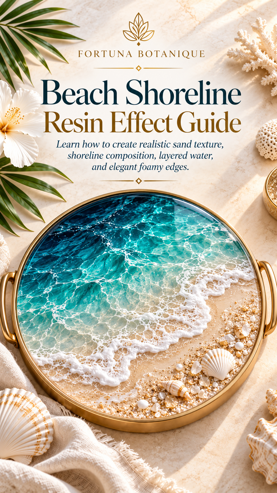 Beach Shoreline Resin Effect Guide | Realistic Sand Texture, Layered Ocean Water, Foamy Edges & Epoxy Resin Tutorial PDF