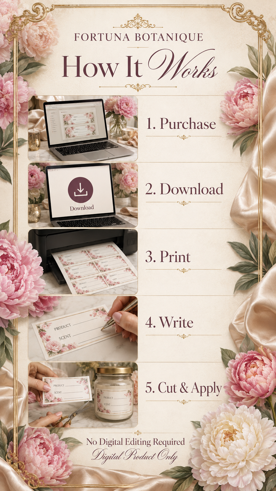 Peony Printable Fill-In Labels | 50 Small Business Product & Packaging Labels