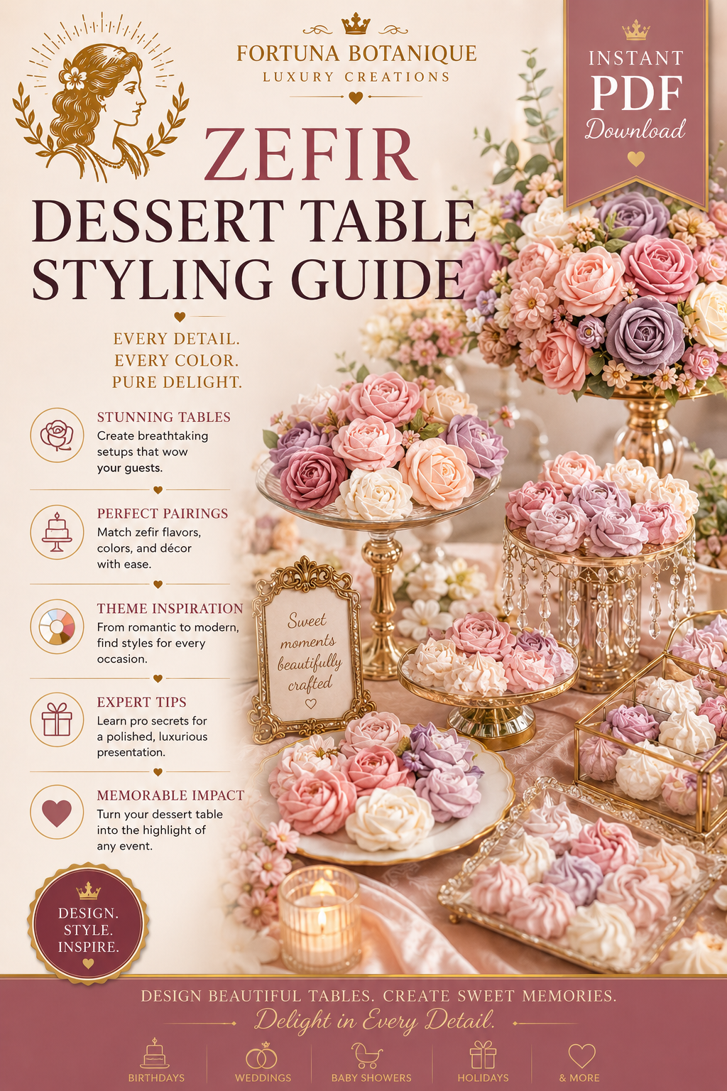Zefir Dessert Table Styling Guide | Instant PDF