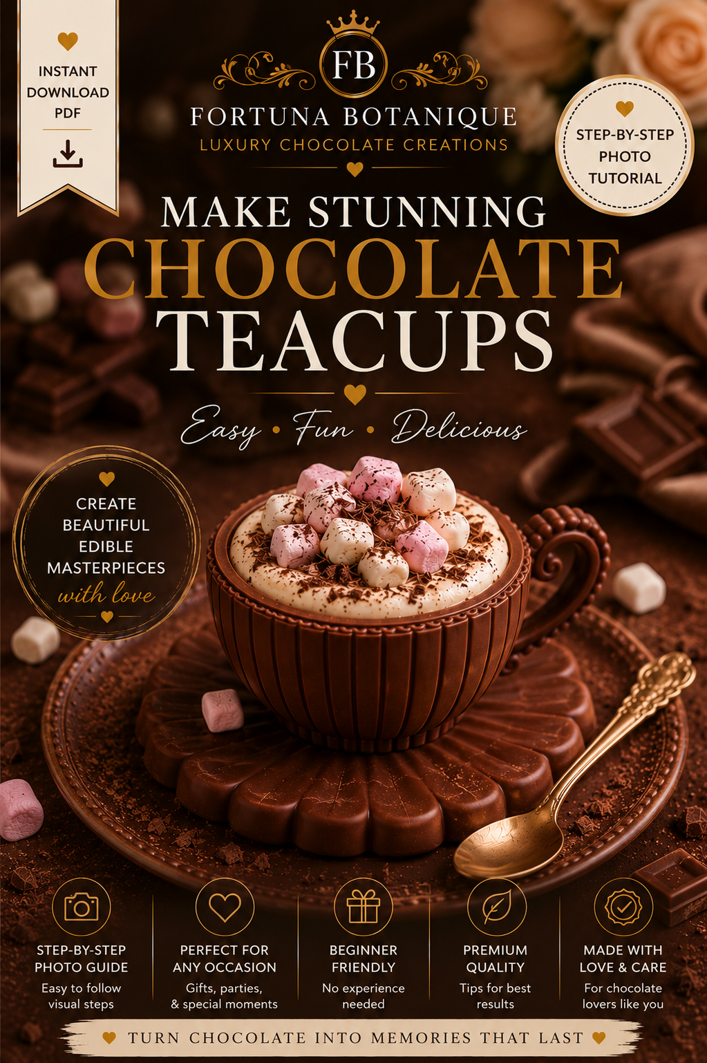Luxury Chocolate Teacup Tutorial | Instant PDF Guide | Handmade Chocolate Cup Masterclass