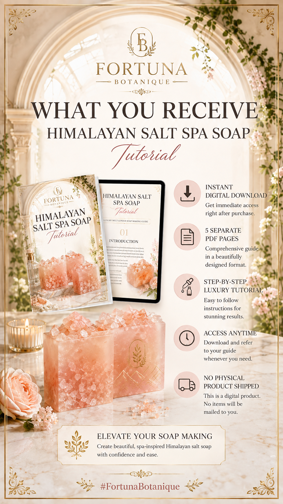 Himalayan Salt Spa Soap Tutorial | Luxury Melt & Pour Soap Making Guide | 5-Page Digital PDF