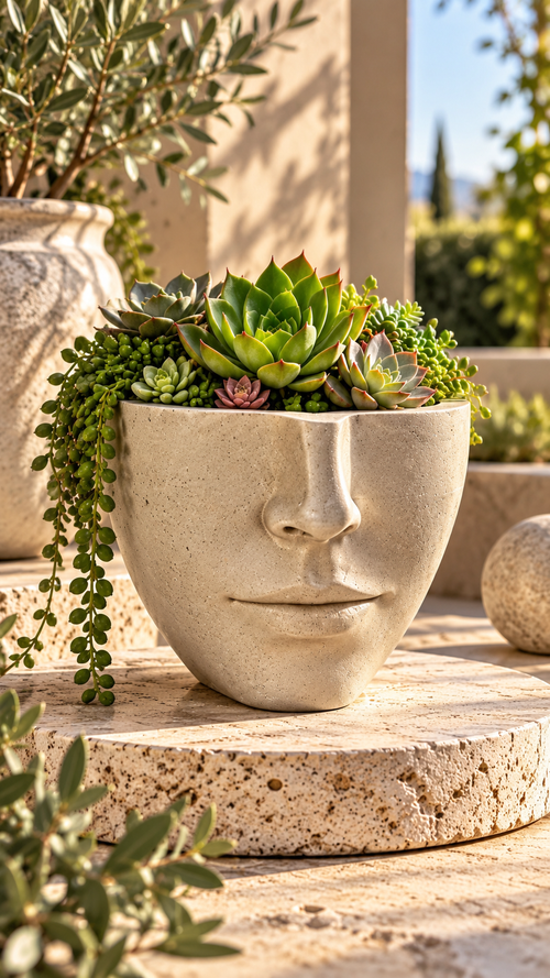 3D Face Planter Silicone Mold | Resin & Concrete Head Vase Mold