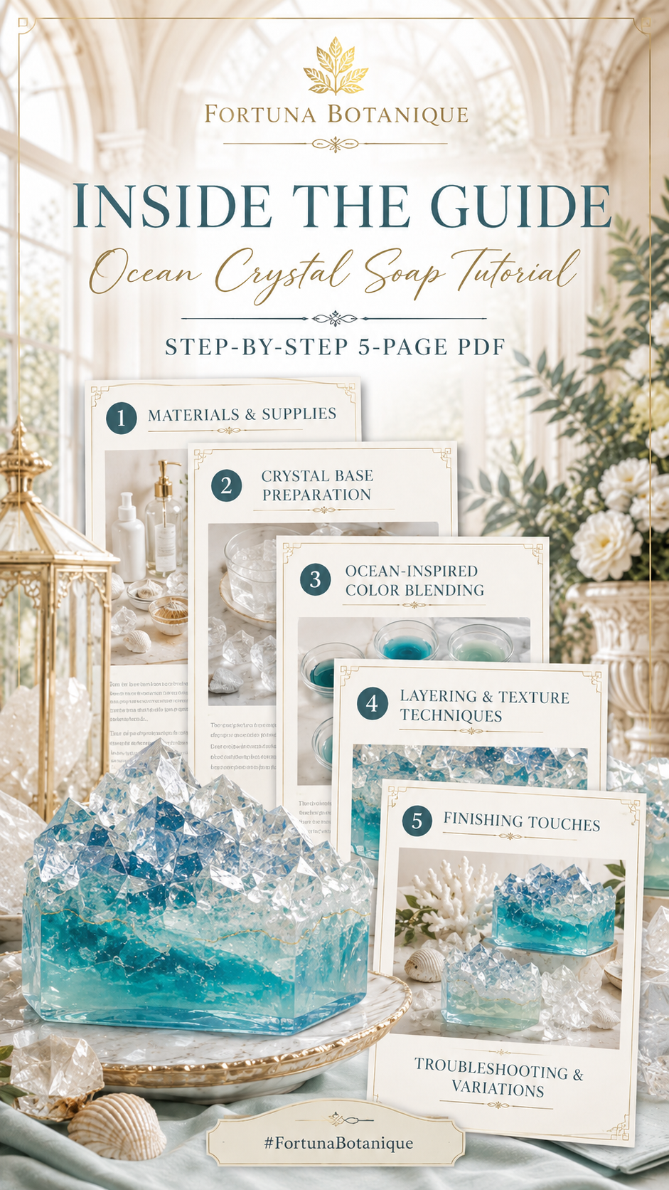 Ocean Crystal Soap Tutorial | Luxury Melt & Pour Soap Making Guide | Digital PDF Download
