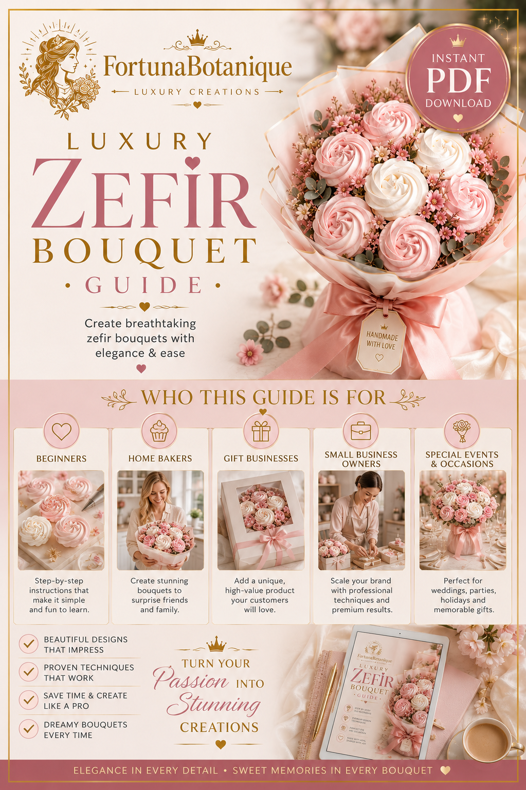 Luxury Zefir Bouquet Guide | Instant PDF Download