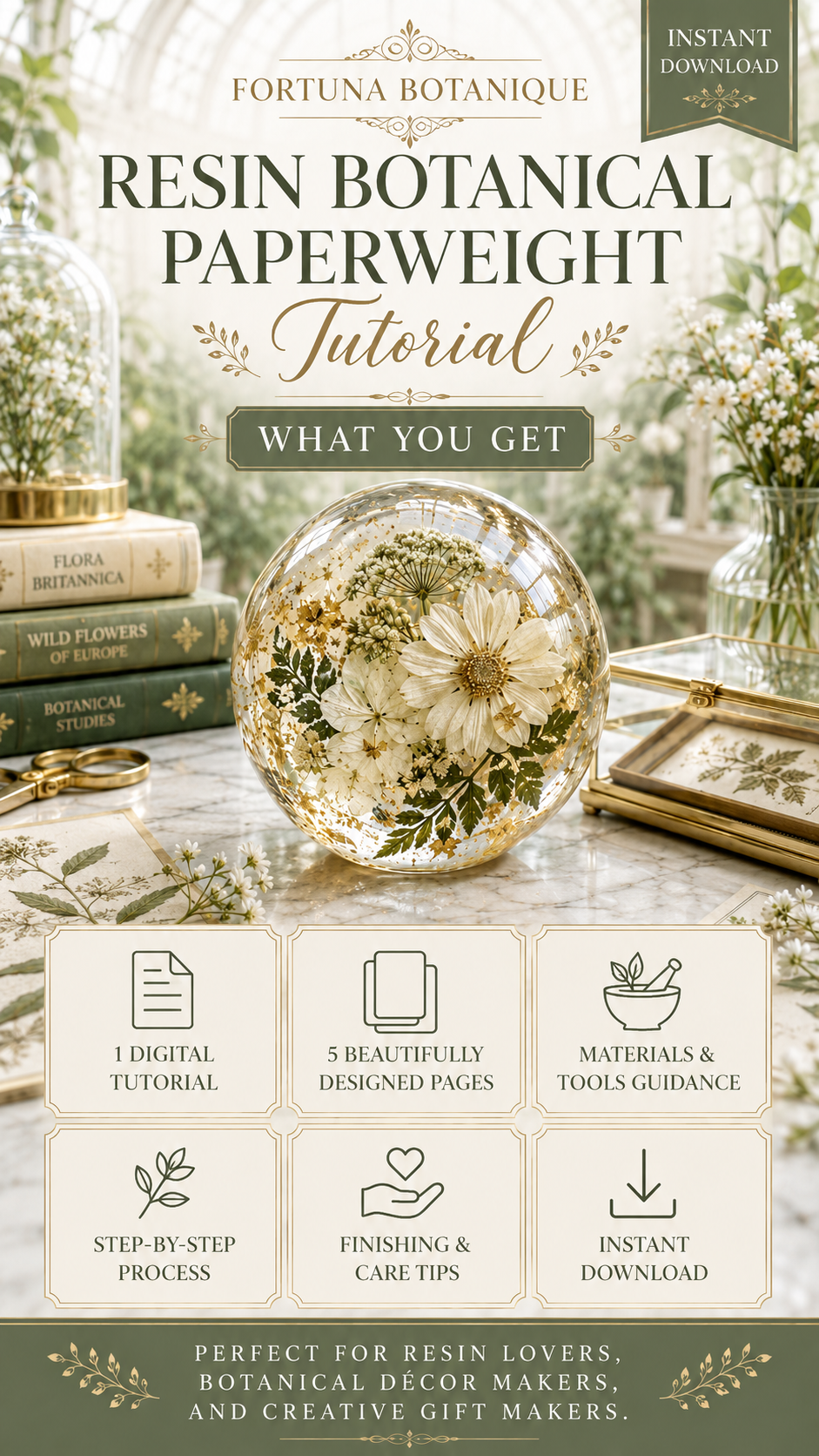 Resin Botanical Paperweight Tutorial | Pressed Flower Resin Guide