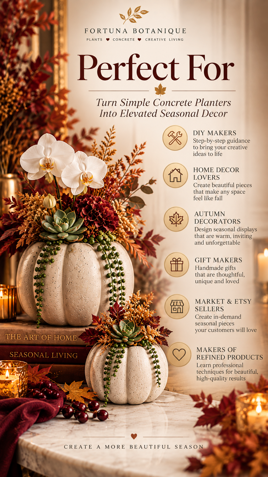 Pumpkin Concrete Planters Guide | DIY Fall Planters & Seasonal Styling