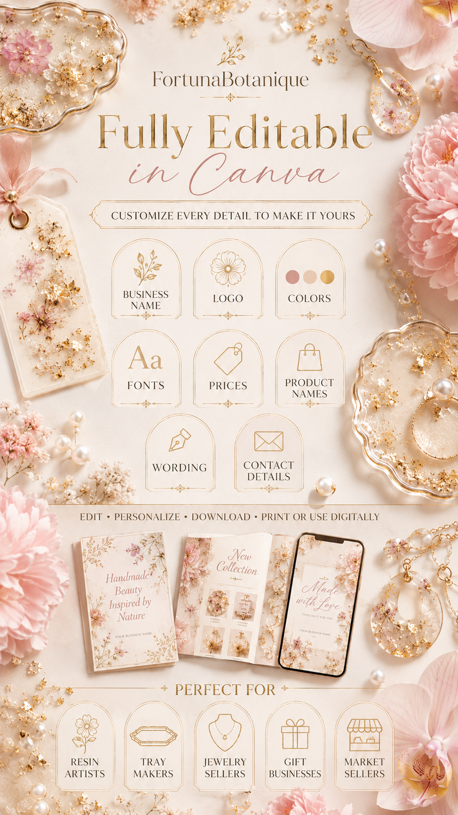 Luxury Resin Business Canva Templates | 50 Editable Designs