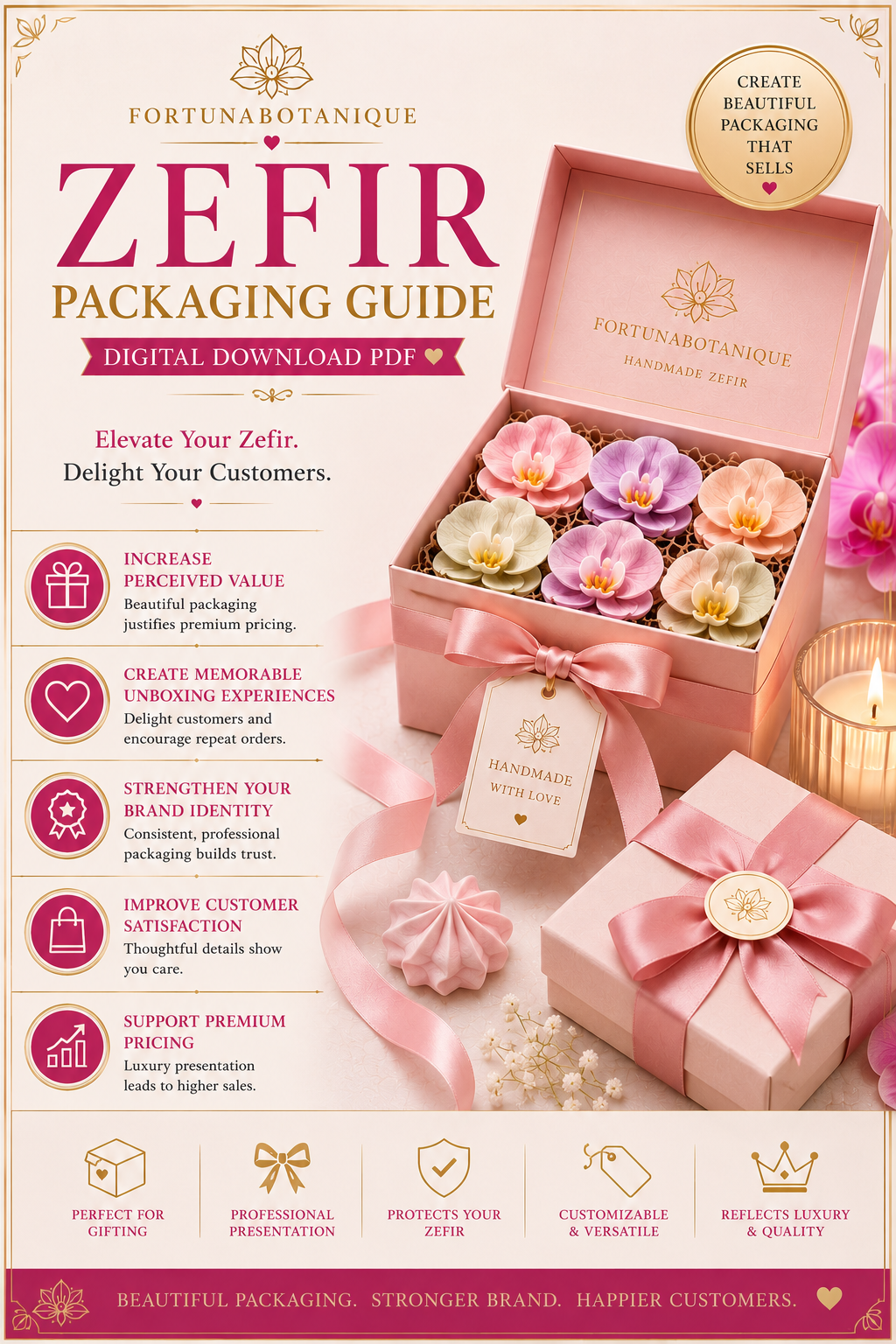 Luxury Zefir Packaging Guide | Premium Packaging Ideas for Zefir Flowers & Dessert Boxes | PDF Gift Box & Branding Guide