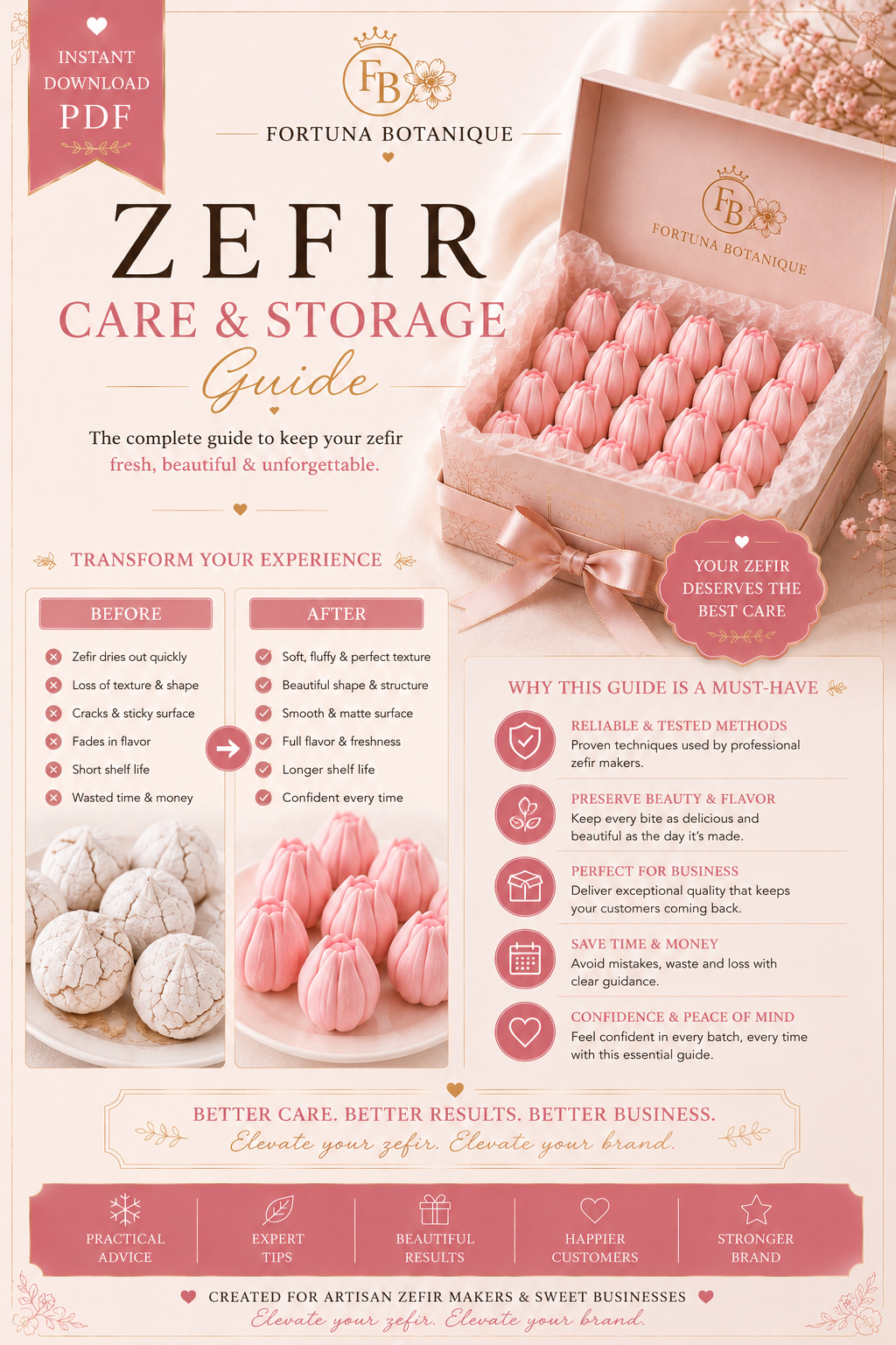 Zefir Care & Storage Guide | Keep Zefir Fresh Longer | Professional Storage & Packaging Guide | Instant PDF Download