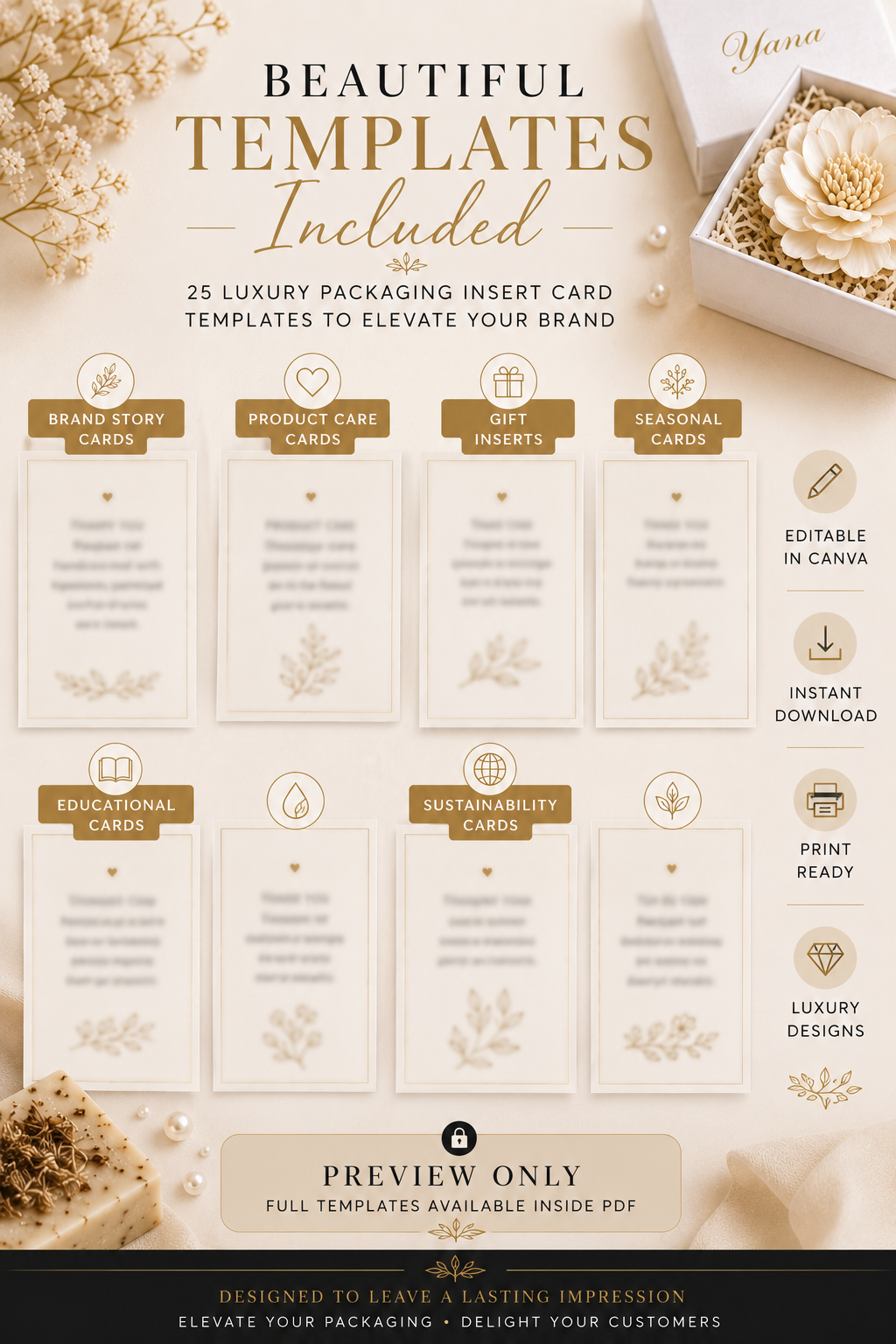 Luxury Soap Packaging Insert Card Templates | Editable Printable Thank You & Care Cards for Handmade Soap Businesses