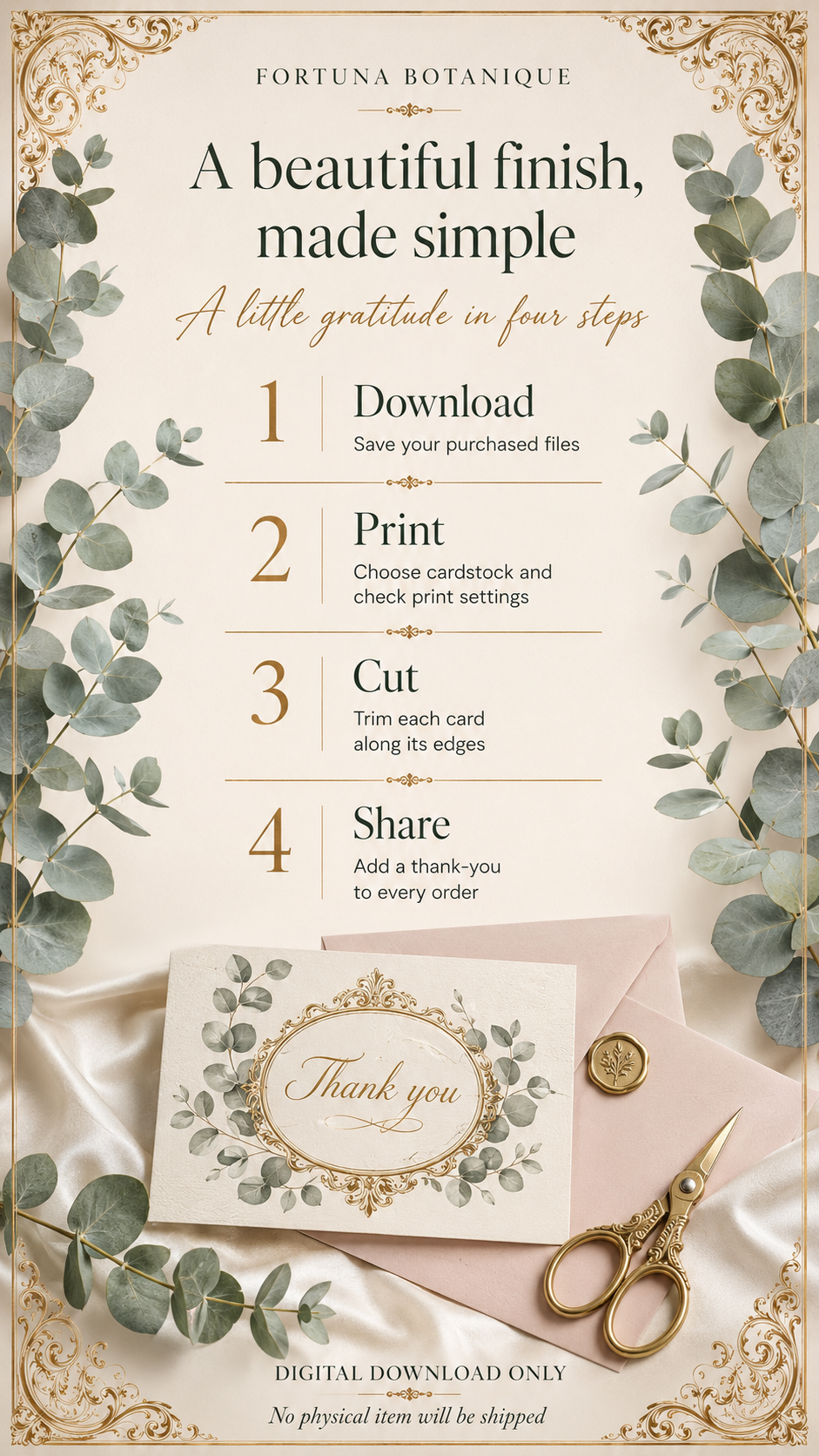 Luxury Eucalyptus Printable Thank You Cards | 50 Small Business Cards