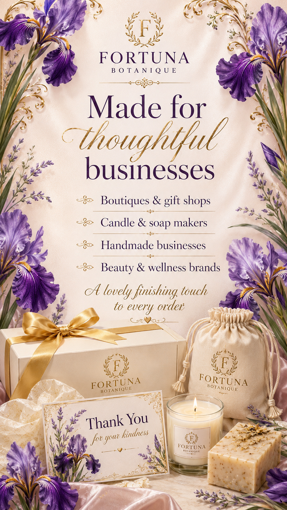 Luxury Iris Printable Thank You Cards | 50 Small Business Cards