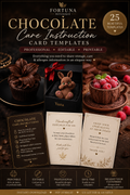 Luxury Chocolate Care Instruction Card Templates | Editable Printable Care Cards for Chocolate Businesses (Instant PDF Download)