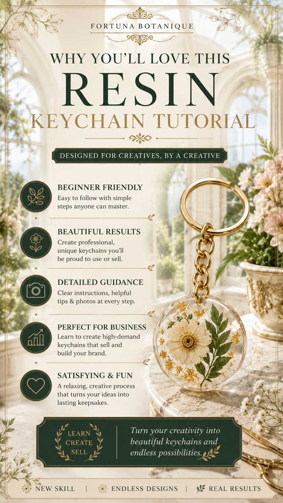 Resin Keychain Tutorial Guide | Step-by-Step Botanical Resin Craft Workbook
