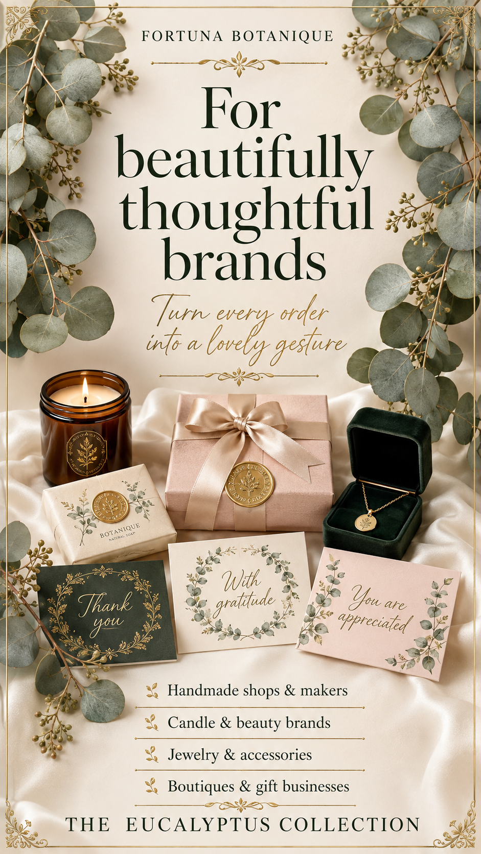 Luxury Eucalyptus Printable Thank You Cards | 50 Small Business Cards