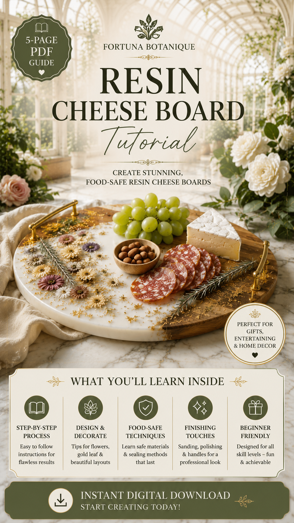 Resin Cheese Board Tutorial | Floral Epoxy Project Guide