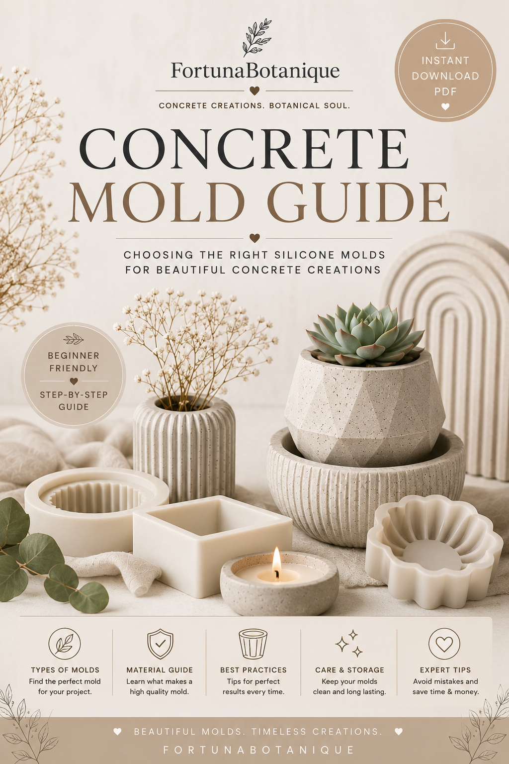 Concrete Mold Guide | Choosing the Best Silicone Molds for Concrete | Instant PDF Download