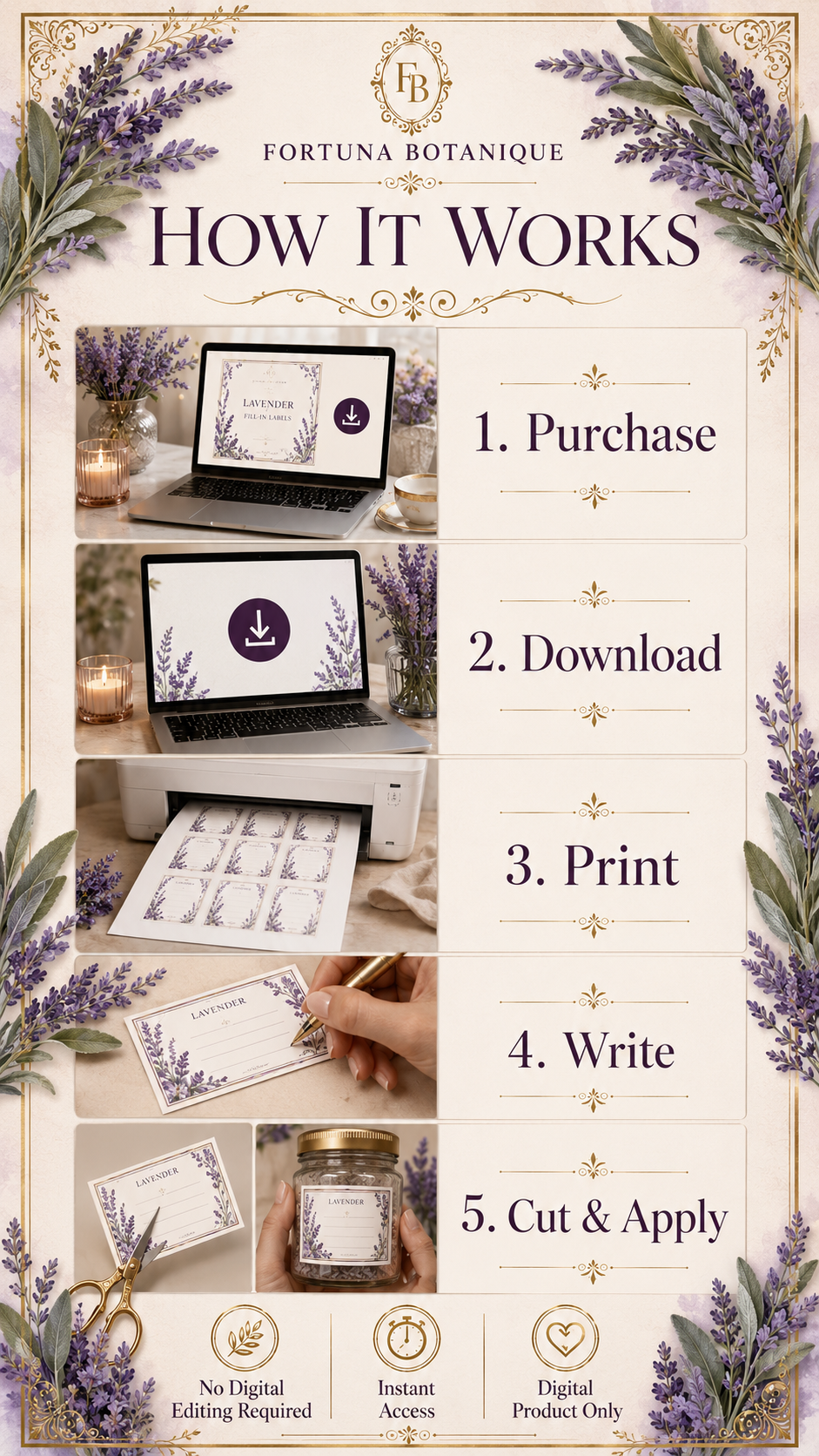 Lavender Printable Fill-In Labels | 50 Small Business Product & Packaging Labels
