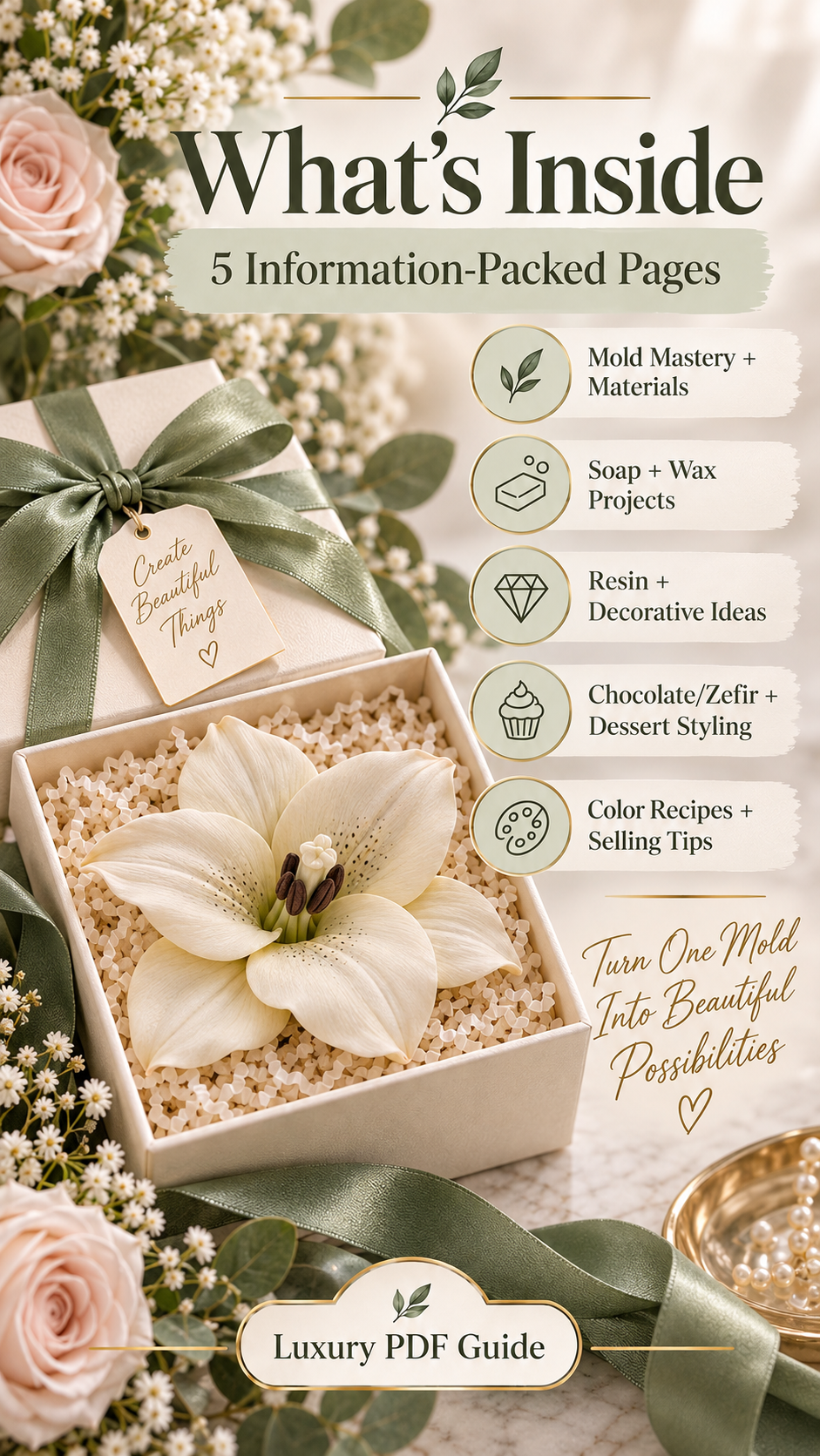 Lily Silicone Mold Guide | Soap, Candle, Resin, Chocolate & Zefir