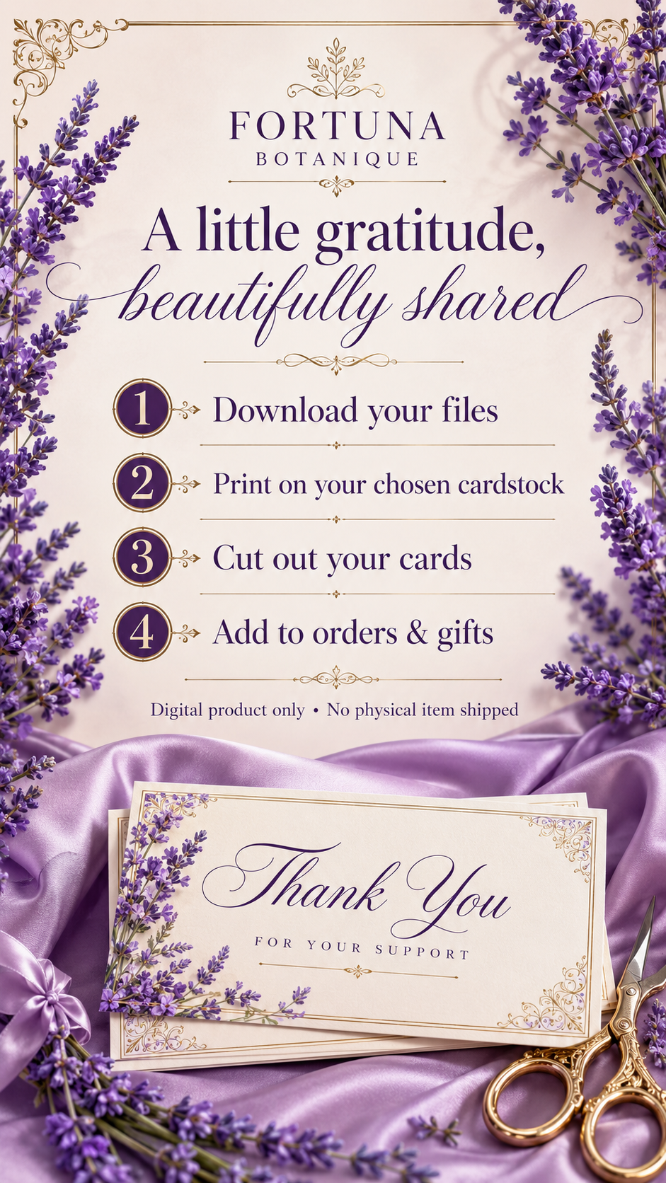 Luxury Lavender Printable Thank You Cards | 50 Small Business Cards