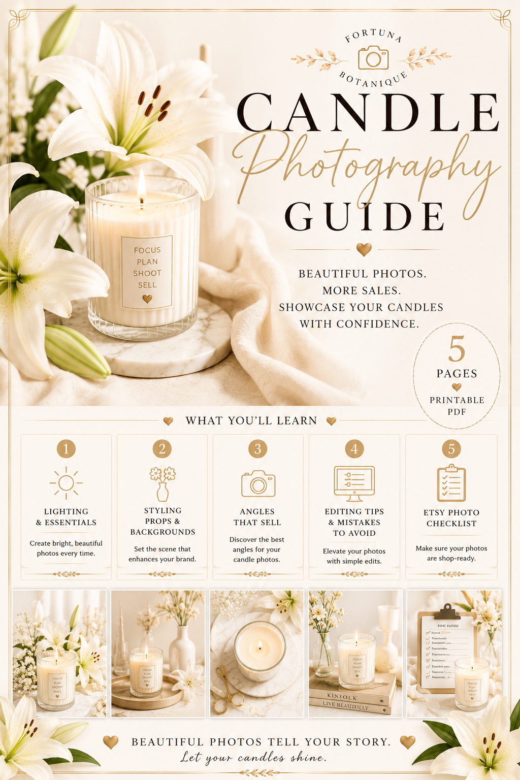 Luxury Candle Product Photography Guide | Styling, Lighting & Branding Tips | Instant PDF Download