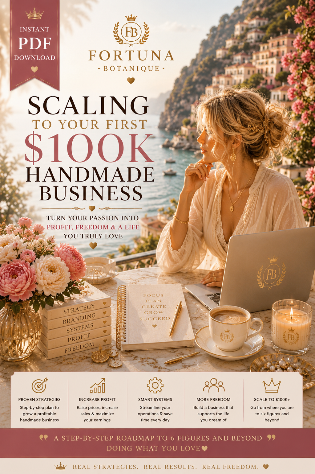 Scaling to Your First $100K Handmade Business Guide | Handmade Business Growth Workbook | Etsy & Shopify Success Planner | Digital PDF Download