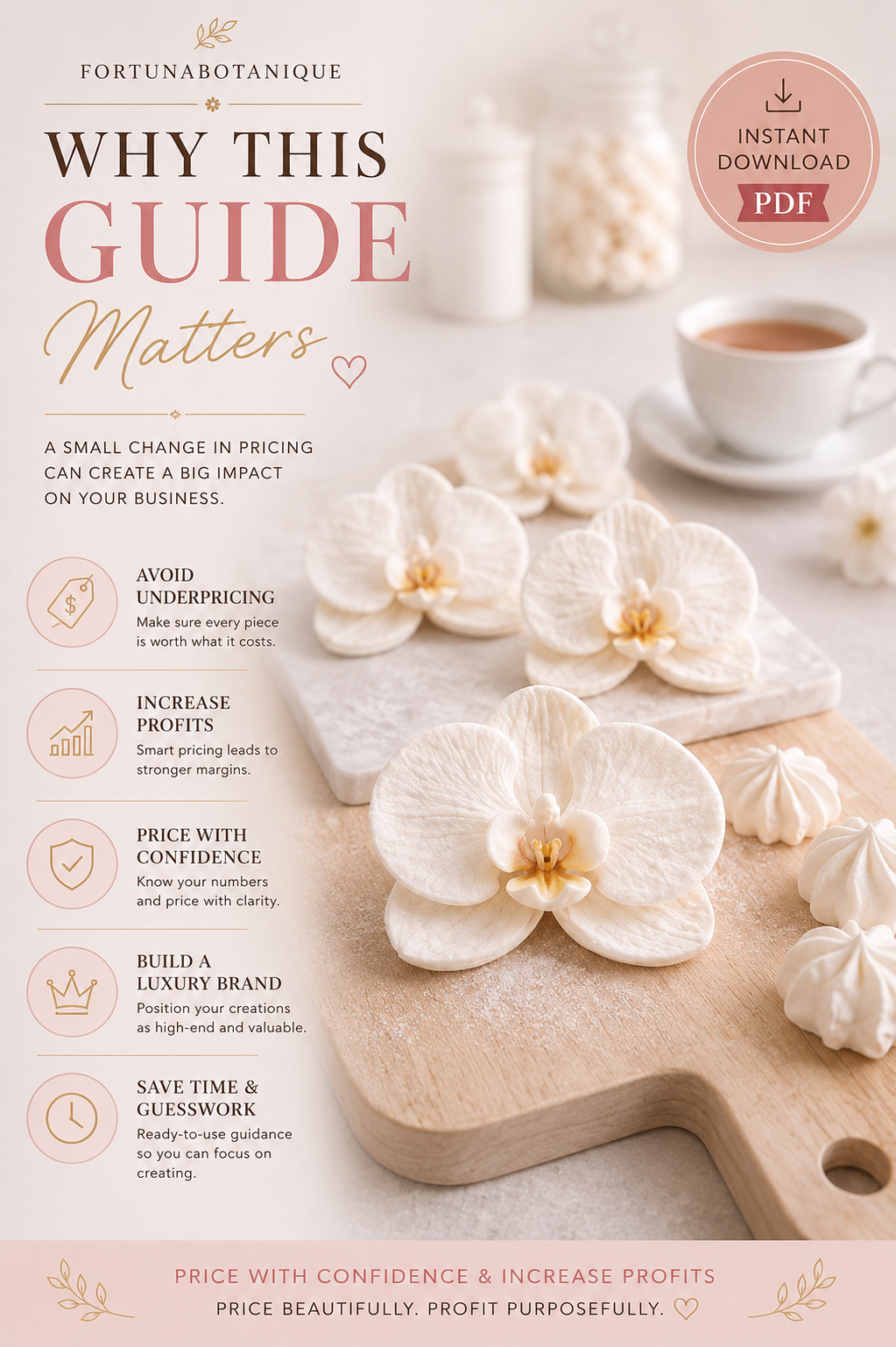 Luxury Zefir Pricing Guide | PDF Pricing Workbook for Zefir Flowers & Dessert Artists | Retail, Wholesale & Profit Calculator