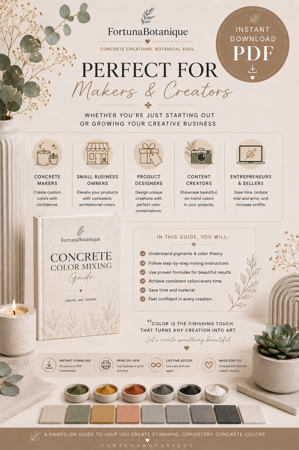 Concrete Color Mixing Guide | Create Beautiful Custom Concrete Colors | Instant PDF Download