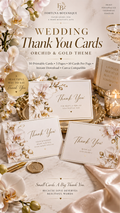 Orchid & Gold Wedding Thank You Cards | 50 Printable Cards