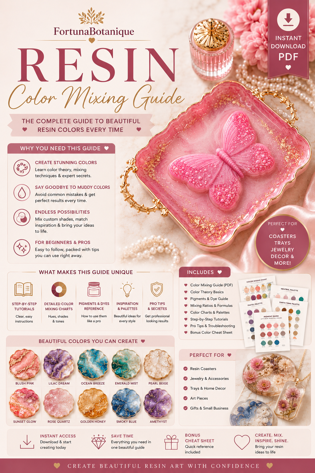 Resin Color Mixing Guide | How to Create Beautiful Custom Resin Colors | Instant PDF Download