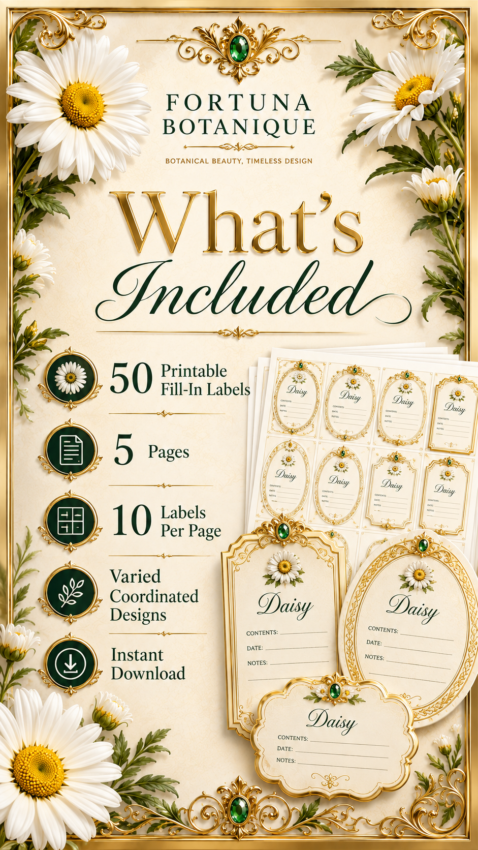 Daisy Printable Fill-In Labels | 50 Small Business Product & Packaging Labels
