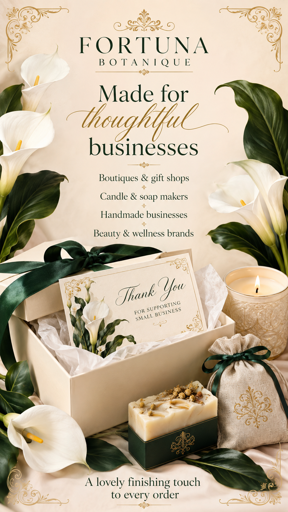 Luxury Calla Printable Thank You Cards | 50 Small Business Cards