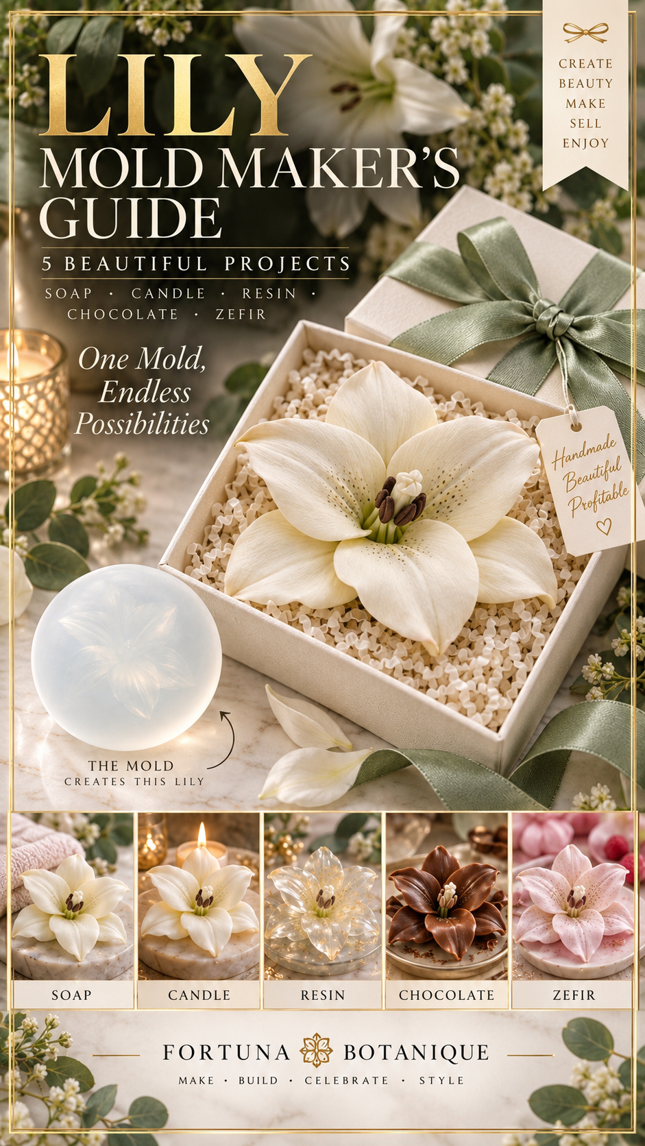 Lily Silicone Mold Guide | Soap, Candle, Resin, Chocolate & Zefir