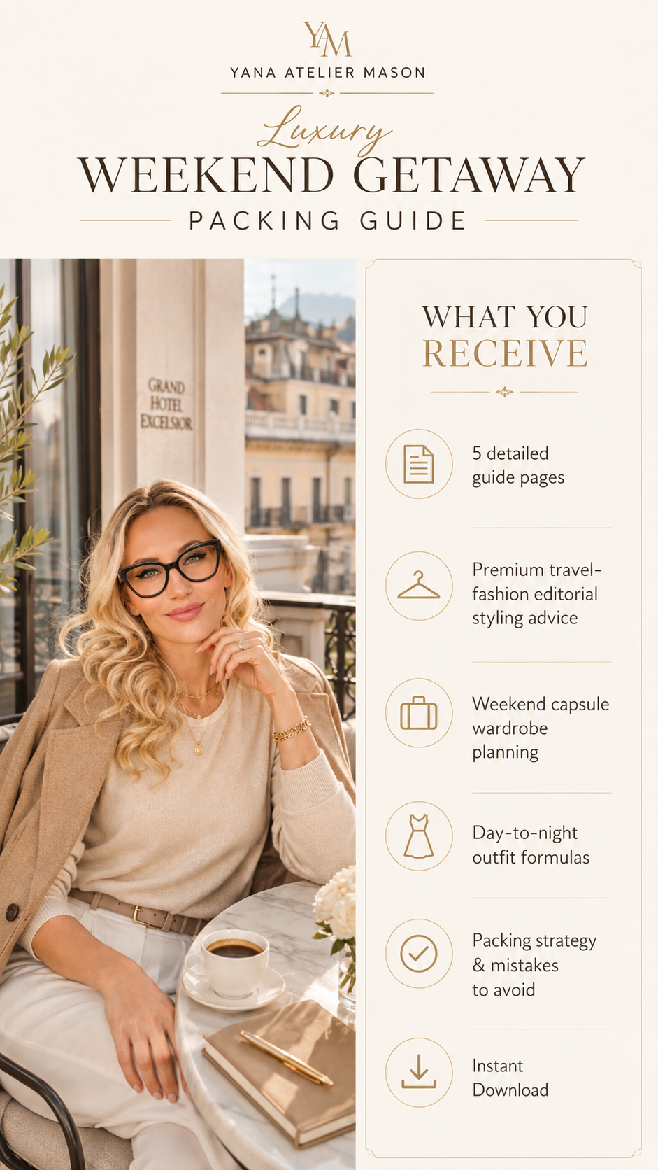 Luxury Weekend Getaway Packing Guide | 2 Night 3 Day Capsule Wardrobe, Travel Outfit Planner & Chic Packing PDF