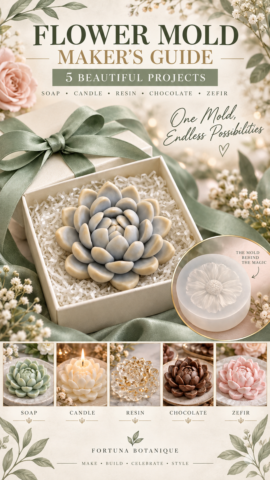 Succulent Silicone Mold Guide | Soap, Wax, Resin & Dessert Styling