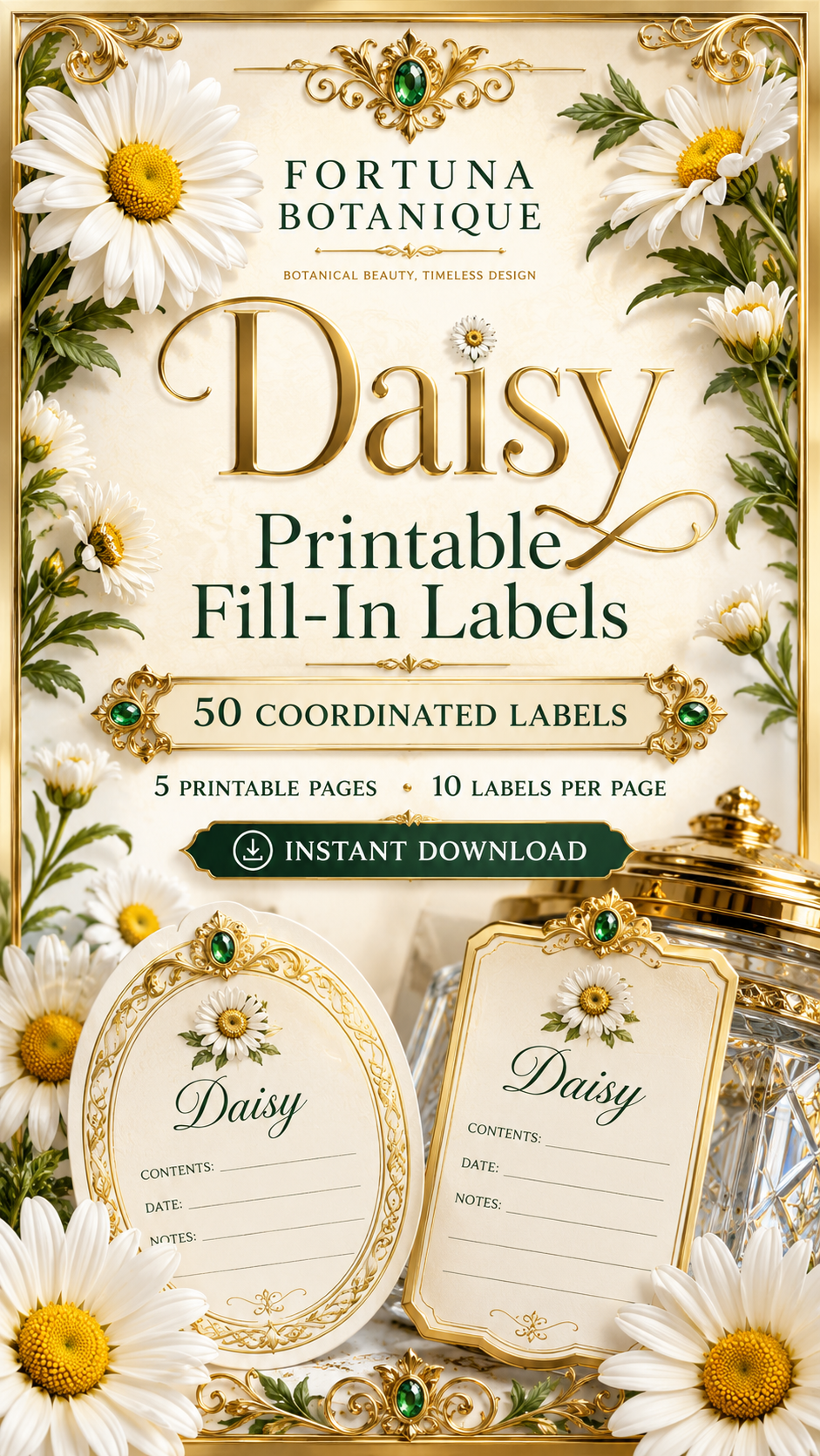 Daisy Printable Fill-In Labels | 50 Small Business Product & Packaging Labels