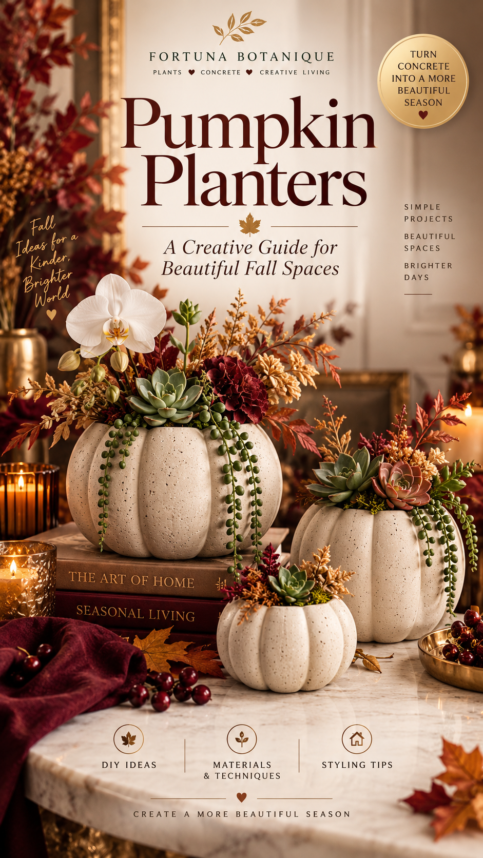 Pumpkin Concrete Planters Guide | DIY Fall Planters & Seasonal Styling