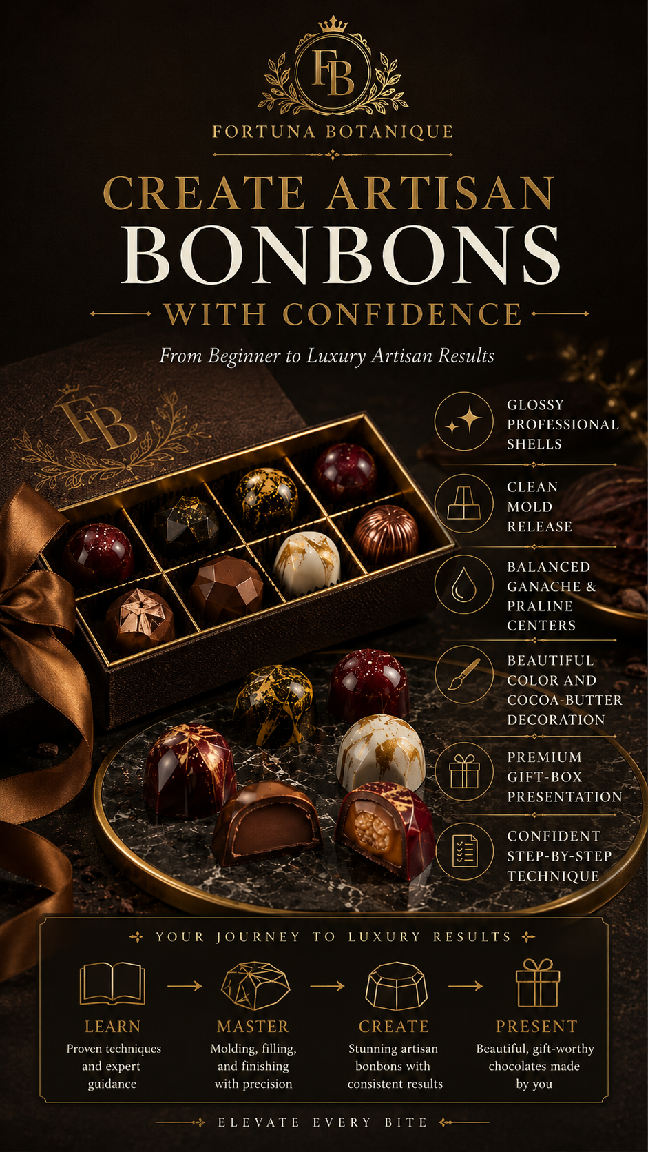 Luxury Molded Chocolate Bonbons Guide | Glossy Shells, Fillings, Molds & Professional Bonbon Techniques PDF