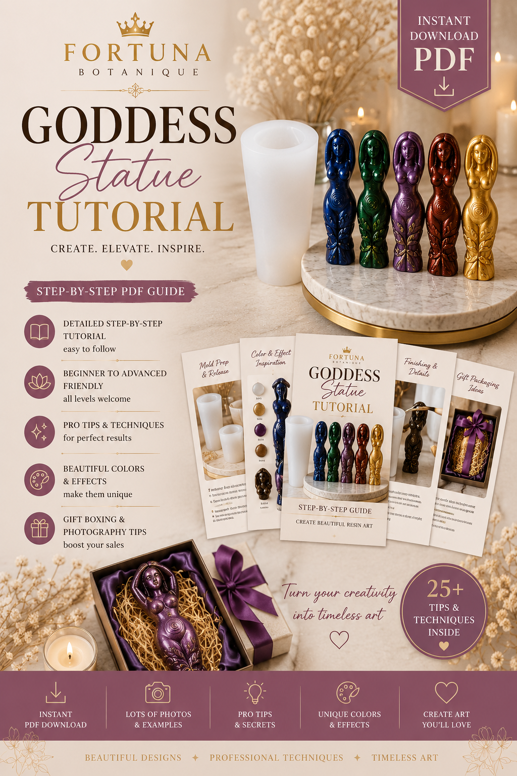 Luxury Goddess Statue Tutorial PDF | DIY Goddess Figurine Guide | Resin Statue Tutorial | Home Decor Craft | Instant Digital Download