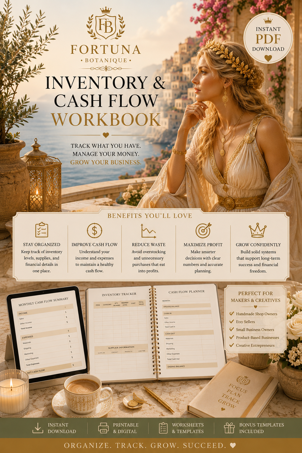 Inventory & Cash Flow Workbook for Small Business | Financial Planning Spreadsheet | Budget Tracker | Profit Planning PDF | Instant Download
