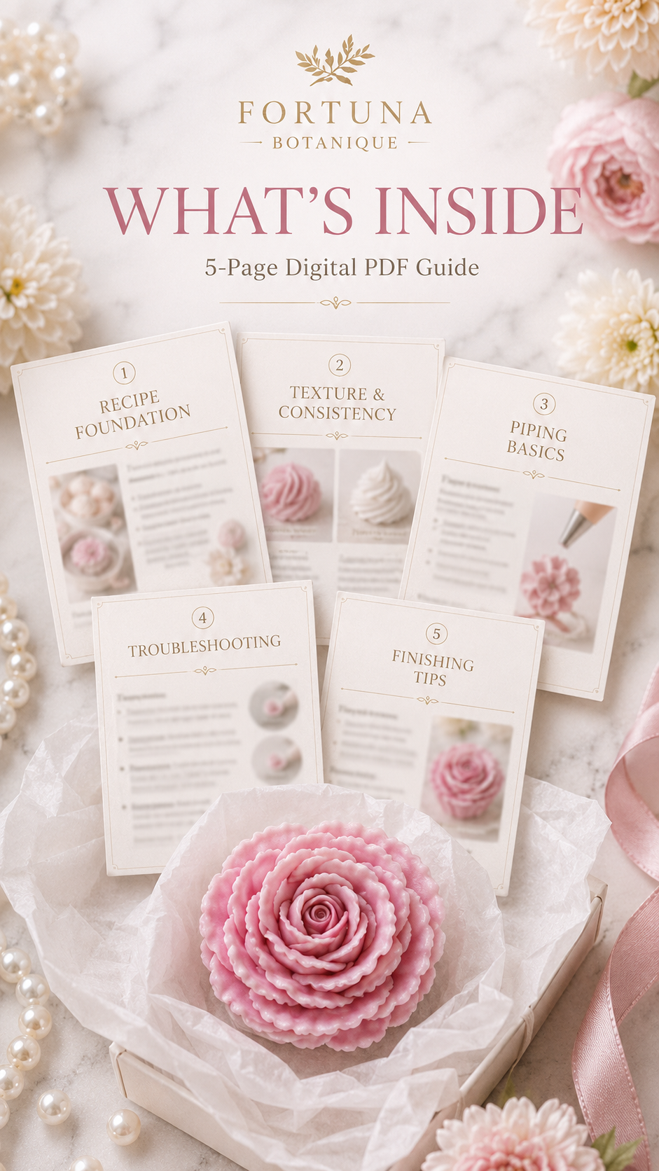Zefir Rose Tutorial | Floral Marshmallow Piping Guide & Elegant Rose Technique PDF